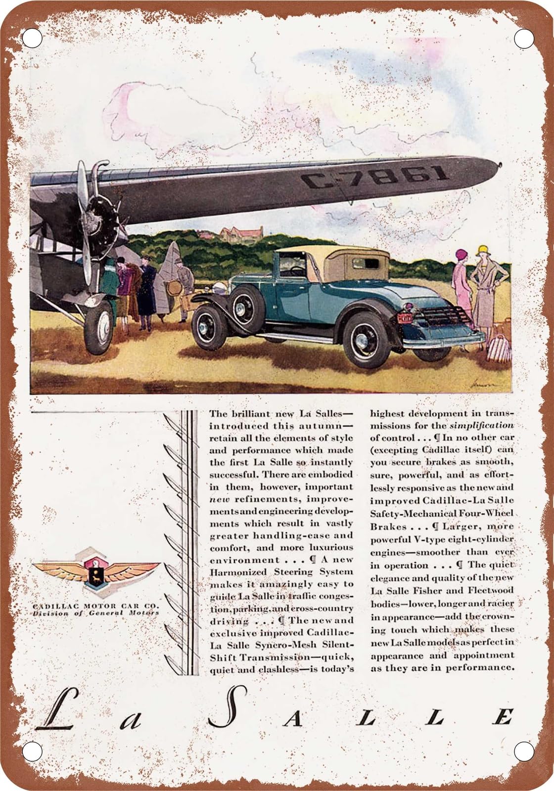 Miaomansenstore Metal Sign - 1929 Lasalle Vintage Ad 02 - Old Retro Rusty Look Home Decor