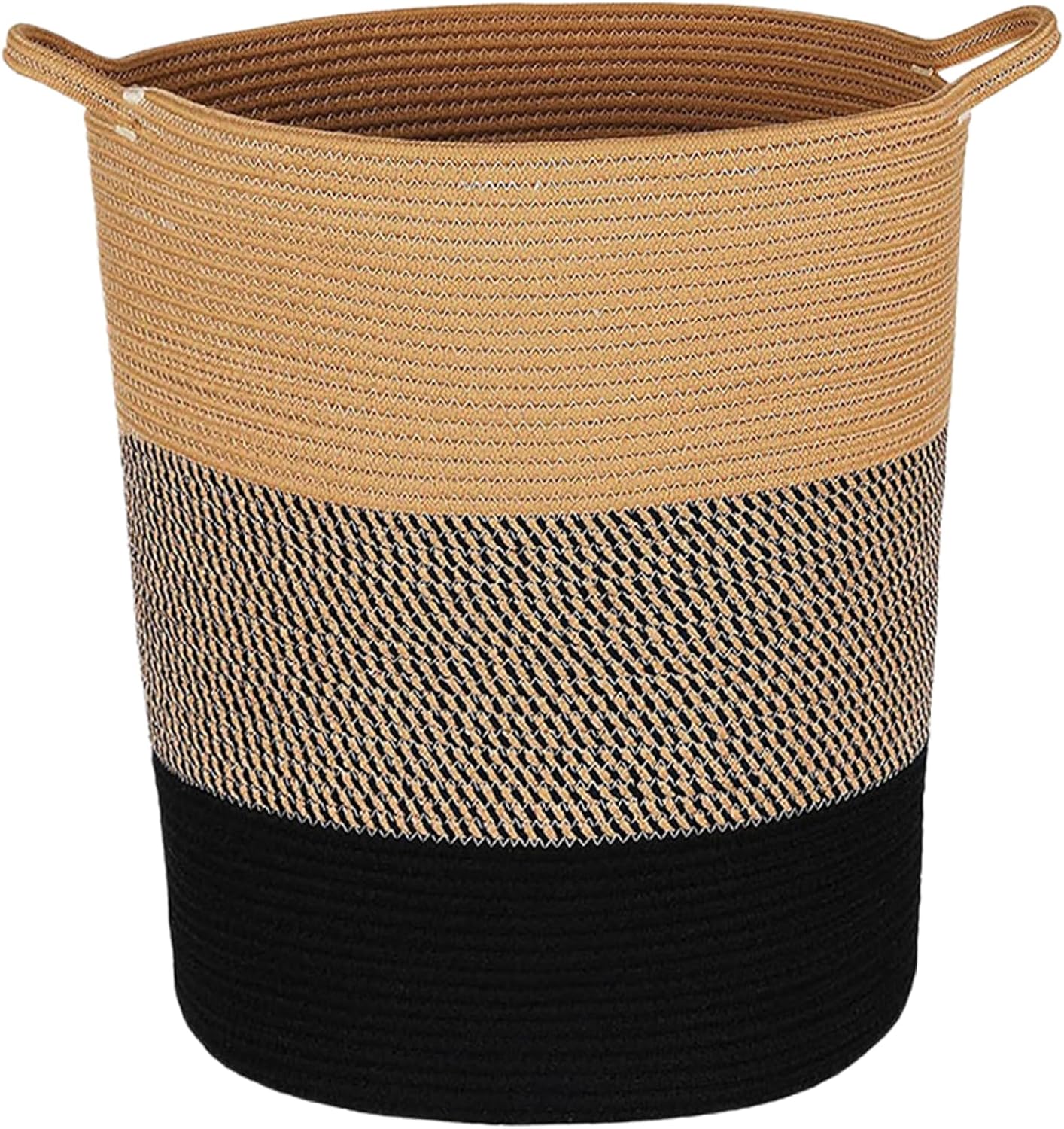 Woven Laundry Basket, 16.5x17.7 inch Large Cotton Rope Laundry Basket with Handle, Woven Hamper, Nursery Hampers for Dirty Clothes, Toys and Blankets, Baskets