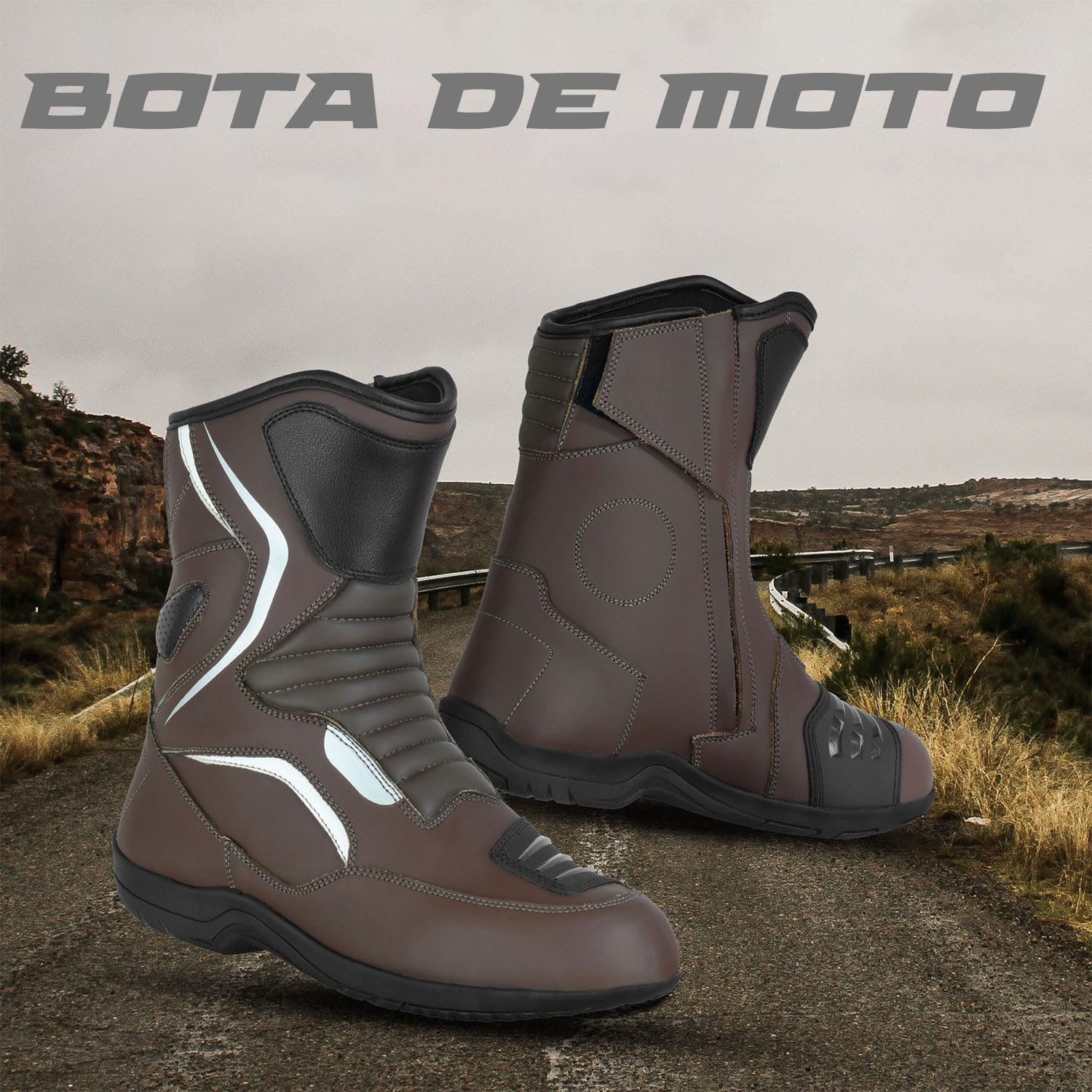 Scarpe da moto da uomo, scarpe da strada rinforzate, protezione dagli impatti, suola antiscivolo
