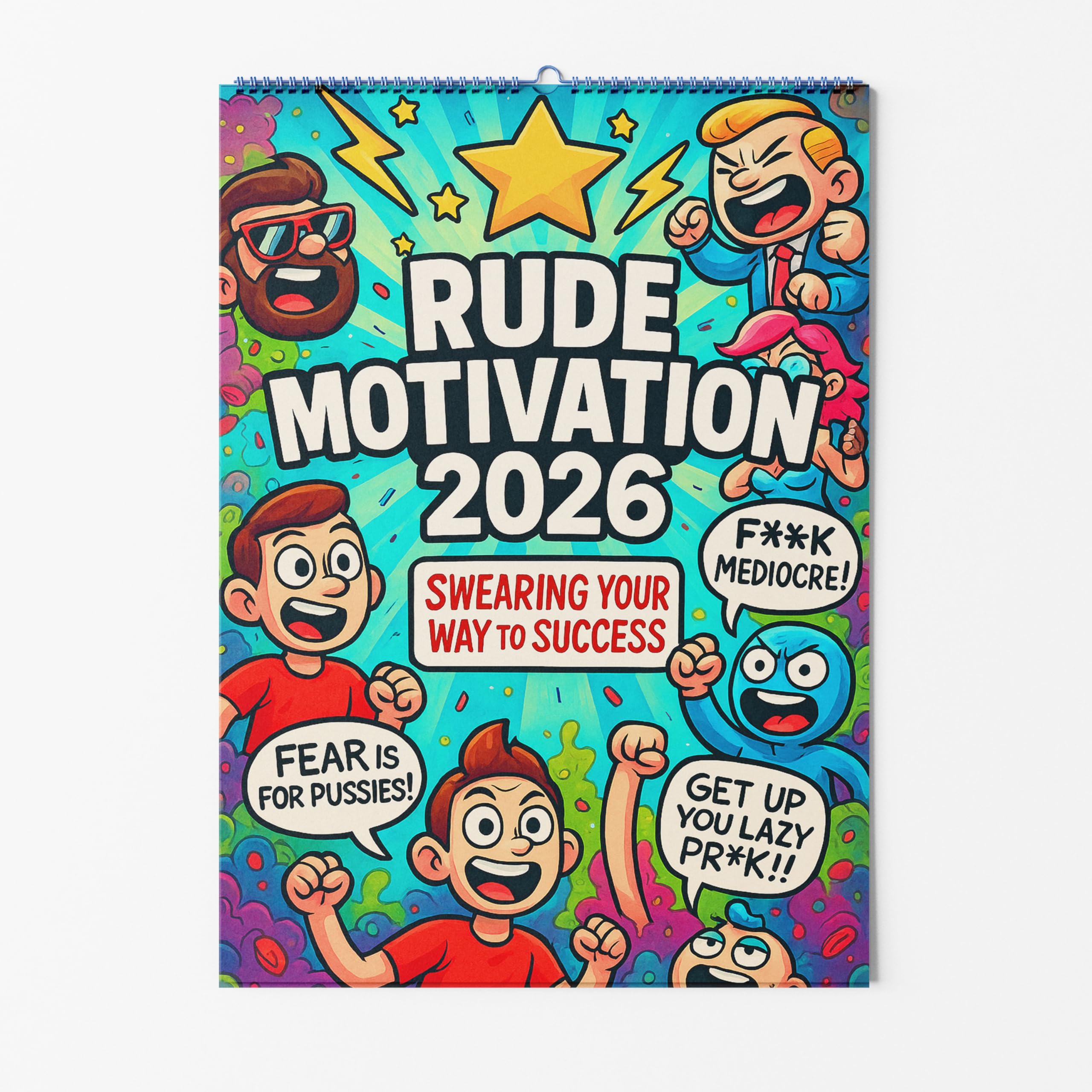 A4 Wall Calendar - Choice Of Designs And Sizes - Rude Motivation Calendar - Hilarious Sweary Motivational Quotes 2027