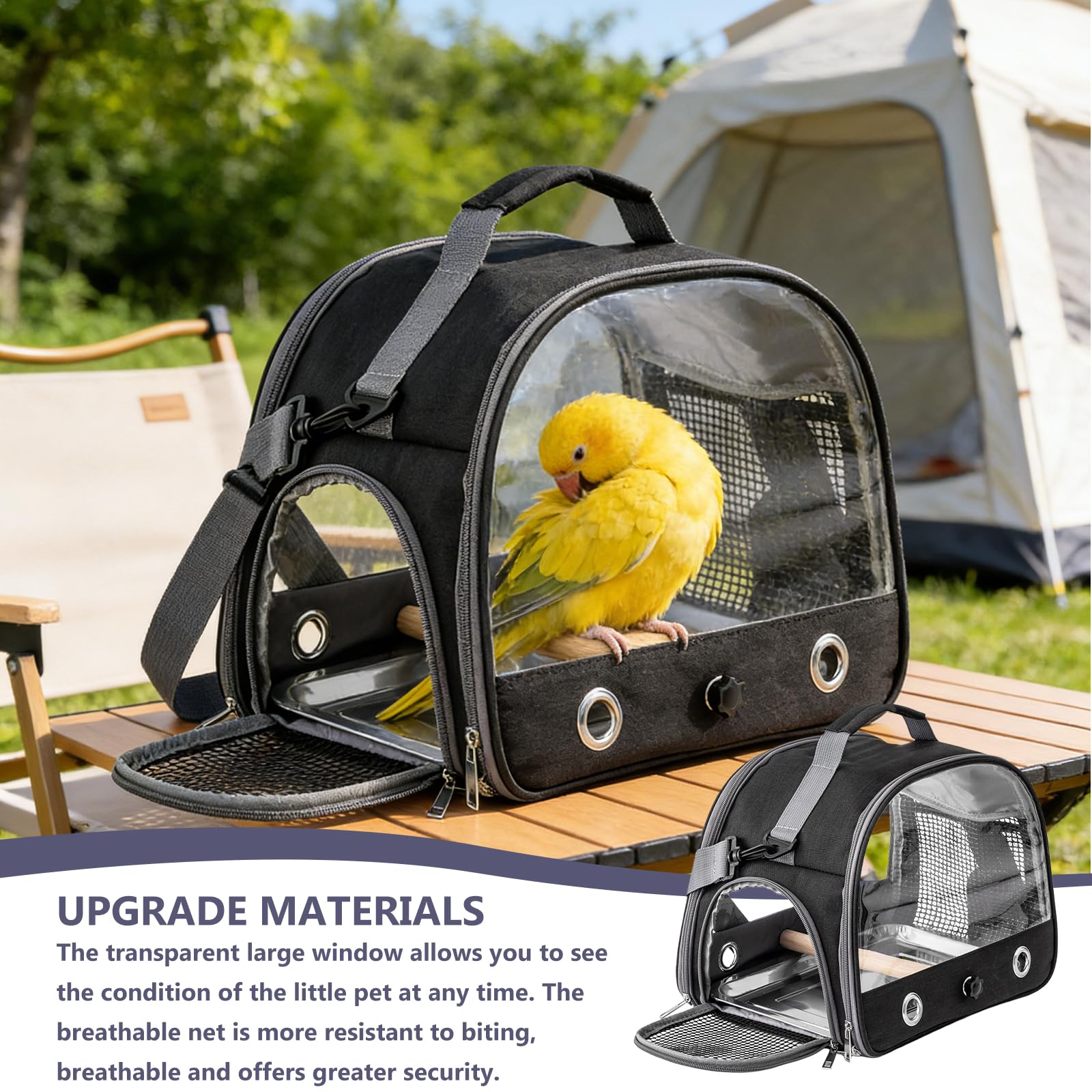 Sac de transport pour oiseaux avec plateau en acier inoxydable et perche, boîte de transport pour oiseaux, perméable à l'air, pour perruches, perruches, petits animaux, boîte de transport pour oiseaux