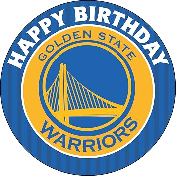 7.5 golden state Basketball Cake Topper Round Edible Birthday Cake Decorations, Happy Birthday Cake
