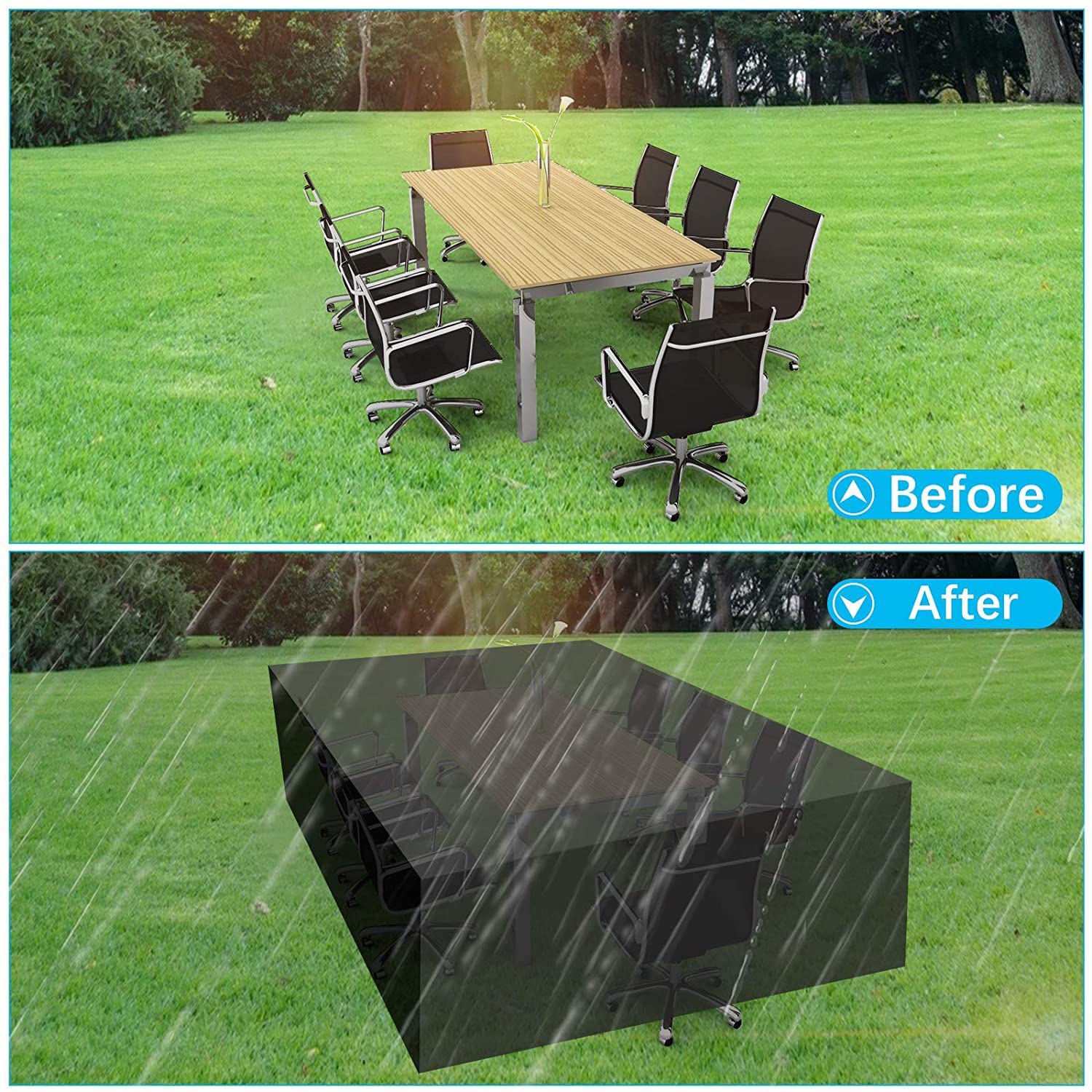 ZLZNX Funda para sofá de patio, duradera resistente al agua, para muebles de interior y exterior, con ventilación de aire mejorada, color negro, 170 x 94 x 71 cm