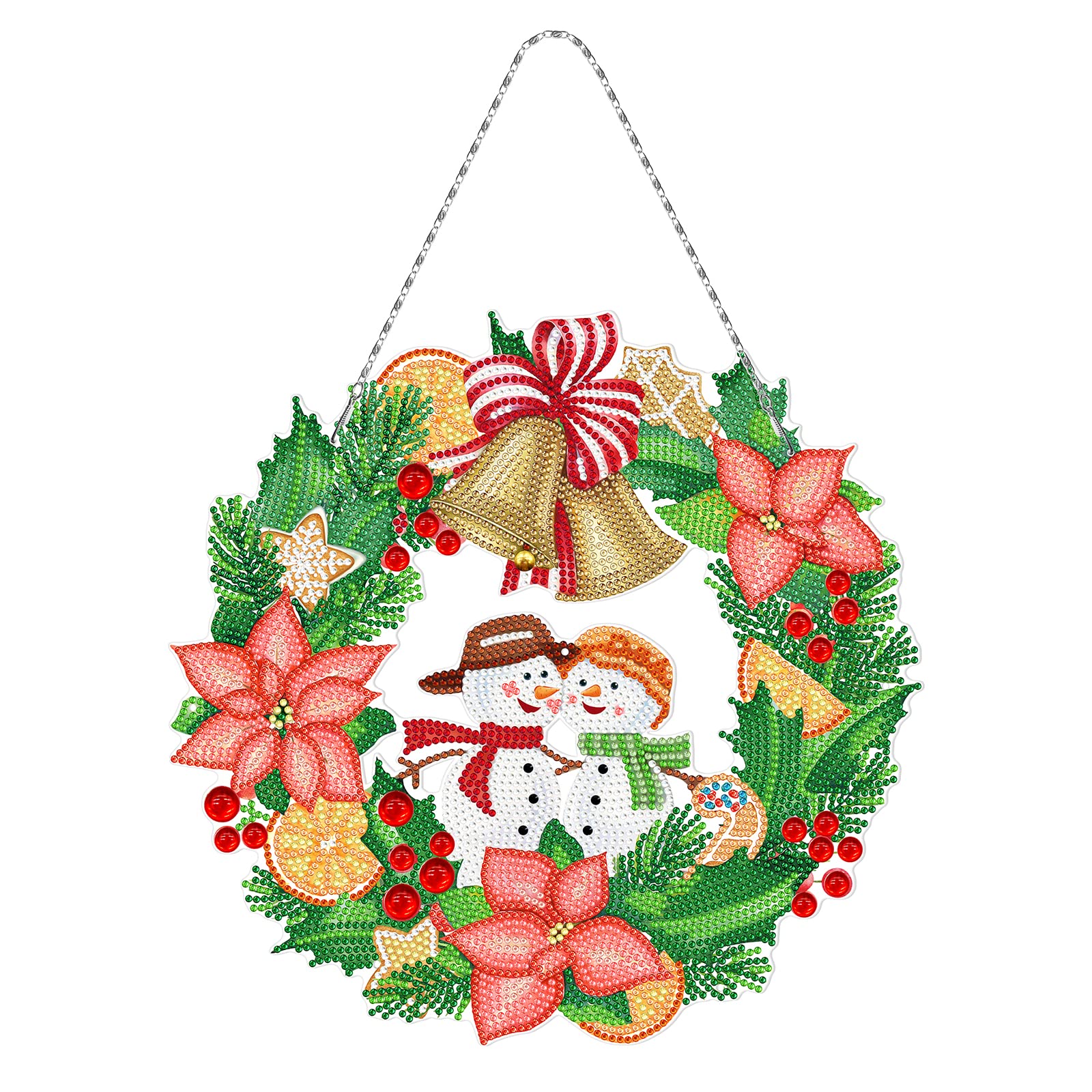 Kit Peinture Diamant DIY - Pendentif Miroir Décoratif, Motif Noël, Inclut Diamants Et Outils