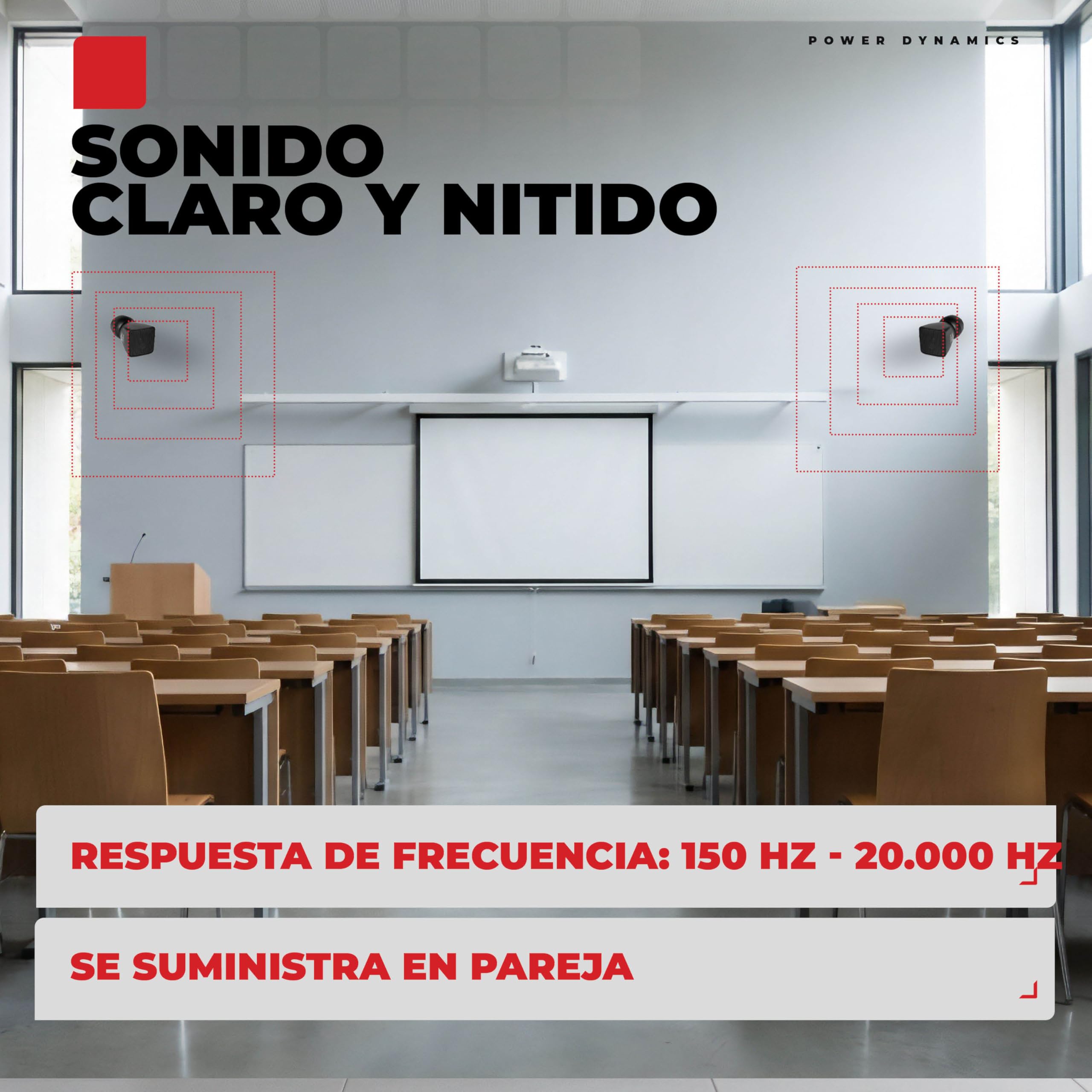 Power Dynamics BSX30B + PRM120 + RX22 – Sistema Sonido 100V con 16 Altavoces 2.5" 30W, Amplificador 120W, Bluetooth, MP3 y Cable 100m para megafonía e Hilo Musical Profesional, Color Negro