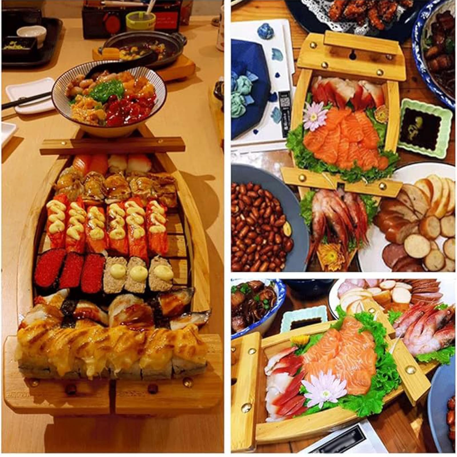 HLDMUXBF Plateau de Service de Bateau à Sushi en Bois Assiette de Sashimi Japonais de Grande Taille Outil de Fruits de mer de Cuisine Japonaise for Restaurant ou Maison Assiettes(A,60cm/23.6 inch HLDMUXBF Plateau de Service de Bateau à Sushi en Bois Assiette de Sashimi Japonais de Grande Taille Outil de Fruits de mer de Cuisine Japonaise for Restaurant ou Maison Assiettes(A,60cm/23.6 inch