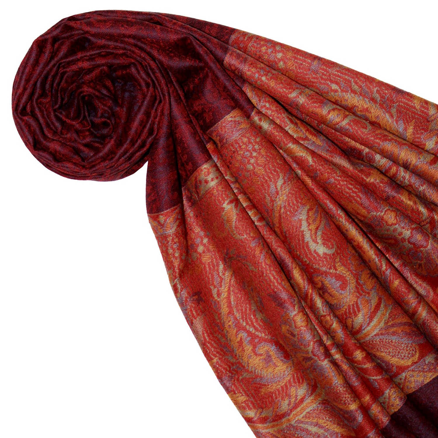 Lorenzo Cana Pashmina kaszmirowy szal damski 100% kaszmir żakardowy tkany wzór paisley szal szal kaszmirowy kaszmirowy pashmina 78502, ciemnoczerwony, 70 x 200 cm