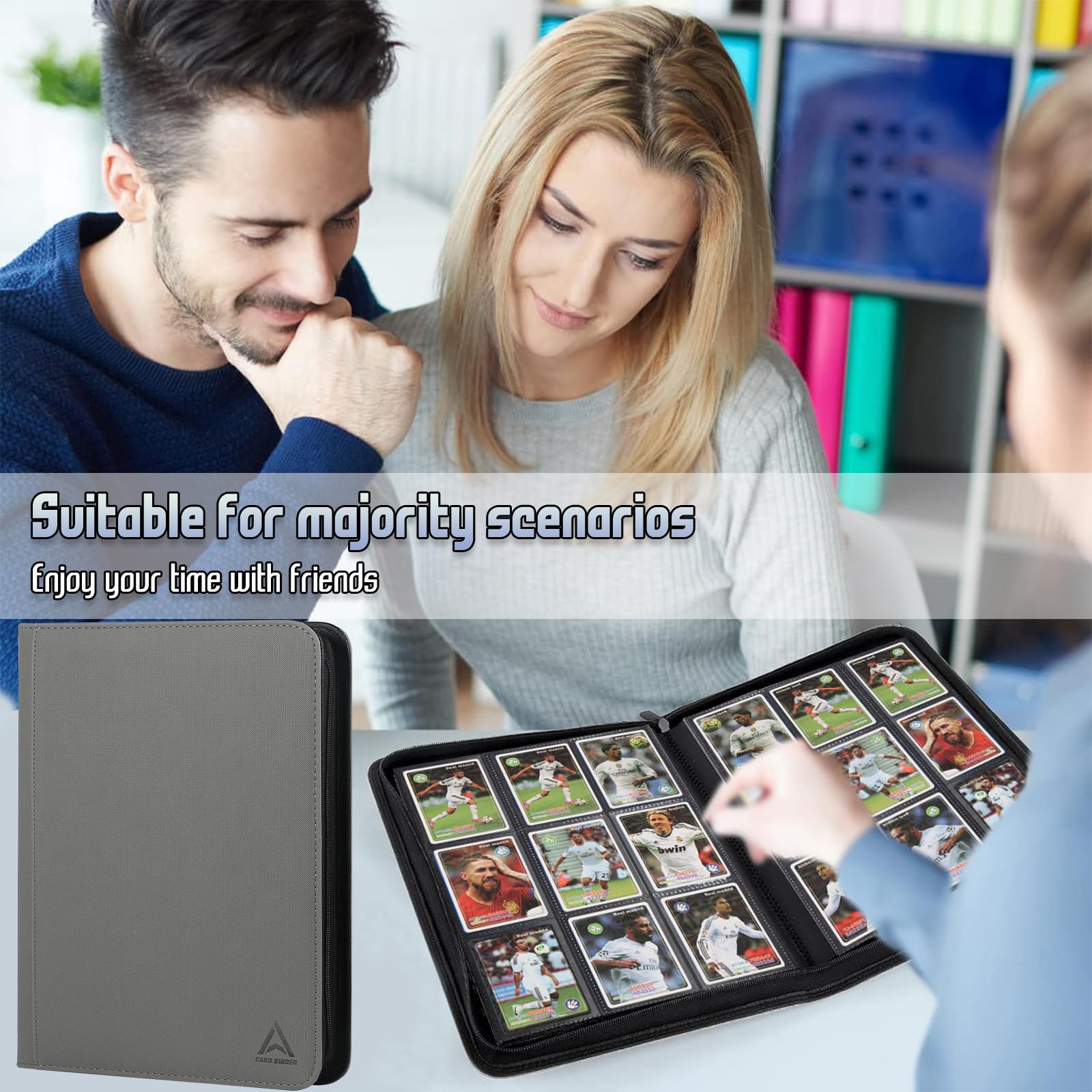 Arkeiliy Carpeta de tarjetas de 9 bolsillos, bolsillos de doble cara con 30 fundas, soporte para tarjetas coleccionables con cremallera de alta calidad, álbum de coleccionista con capacidad para 540