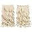 REECHO 24 1-pack 3/4 Full Head Curly Wave Clips in on Synthetic Hair Extensions HE008 Hair pieces for Women 5 Clips 4.5 Oz Per Piece - Light Blonde