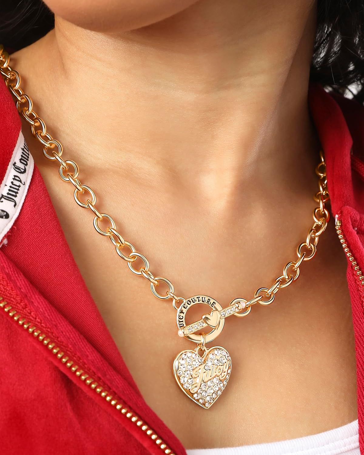Juicy Couture Chunky Necklace, Heart Pendant for Women, 20" Gold-Tone