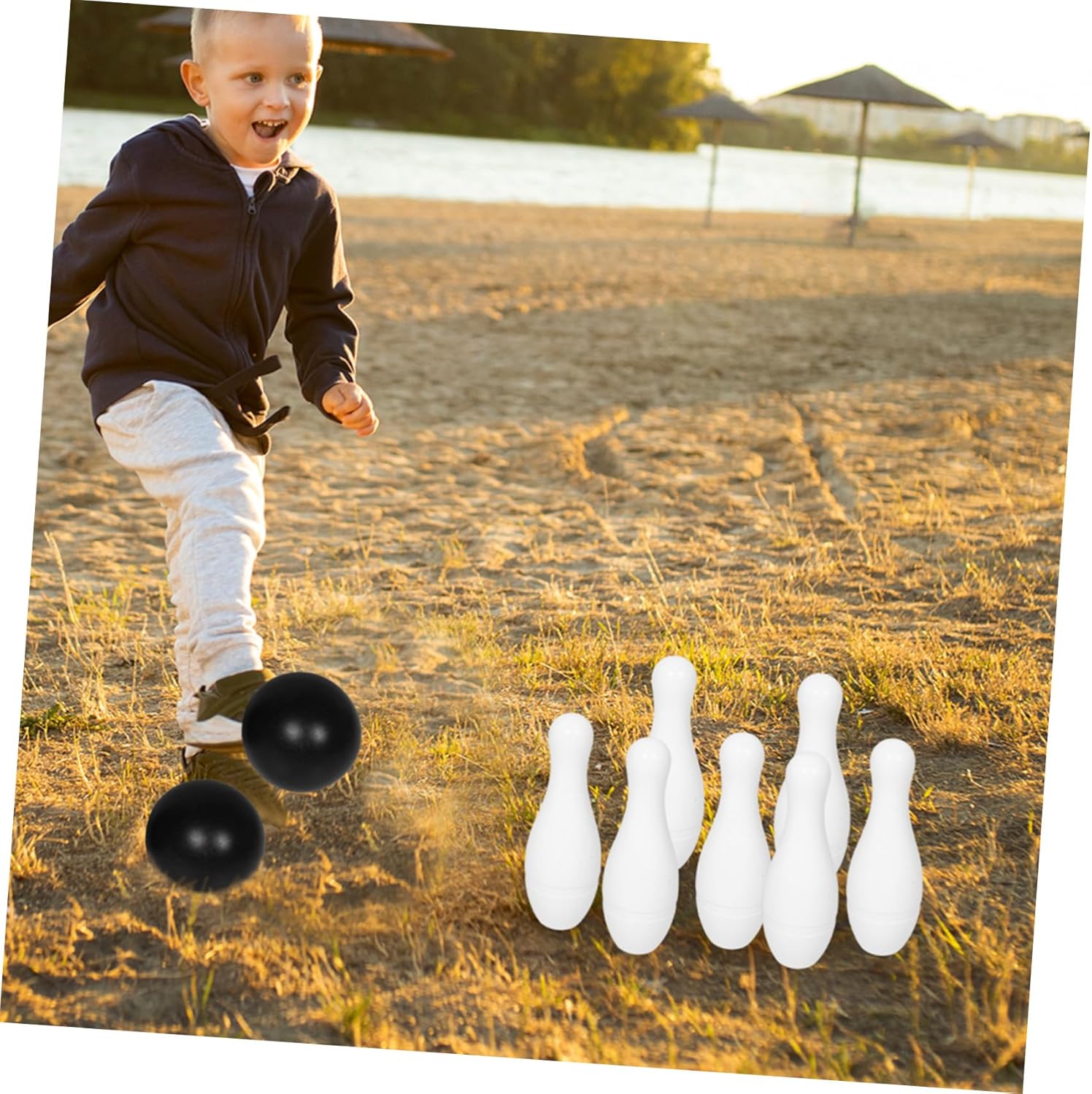 1Set Bowling Set Lightweight Bowling Pins Balls Portable Indoor Outdoor for Friendly for Early Development and Fun Games