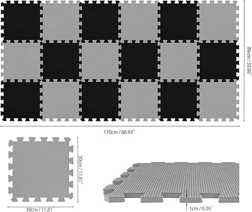 Vista 55 de qqpp Alfombrillas de espuma de rompecabezas de goma EVA con 18 azulejos entrelazados - Alfombra de juego para bebé para jugar Esterilla