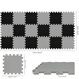 qqpp EVA Rubber 18 Tiles Interlocking Puzzle Foam Floor Mats - Baby Play Mat for Playing | Exercise Mat for Home Workout. Beige, Gray. QC-JLb18N