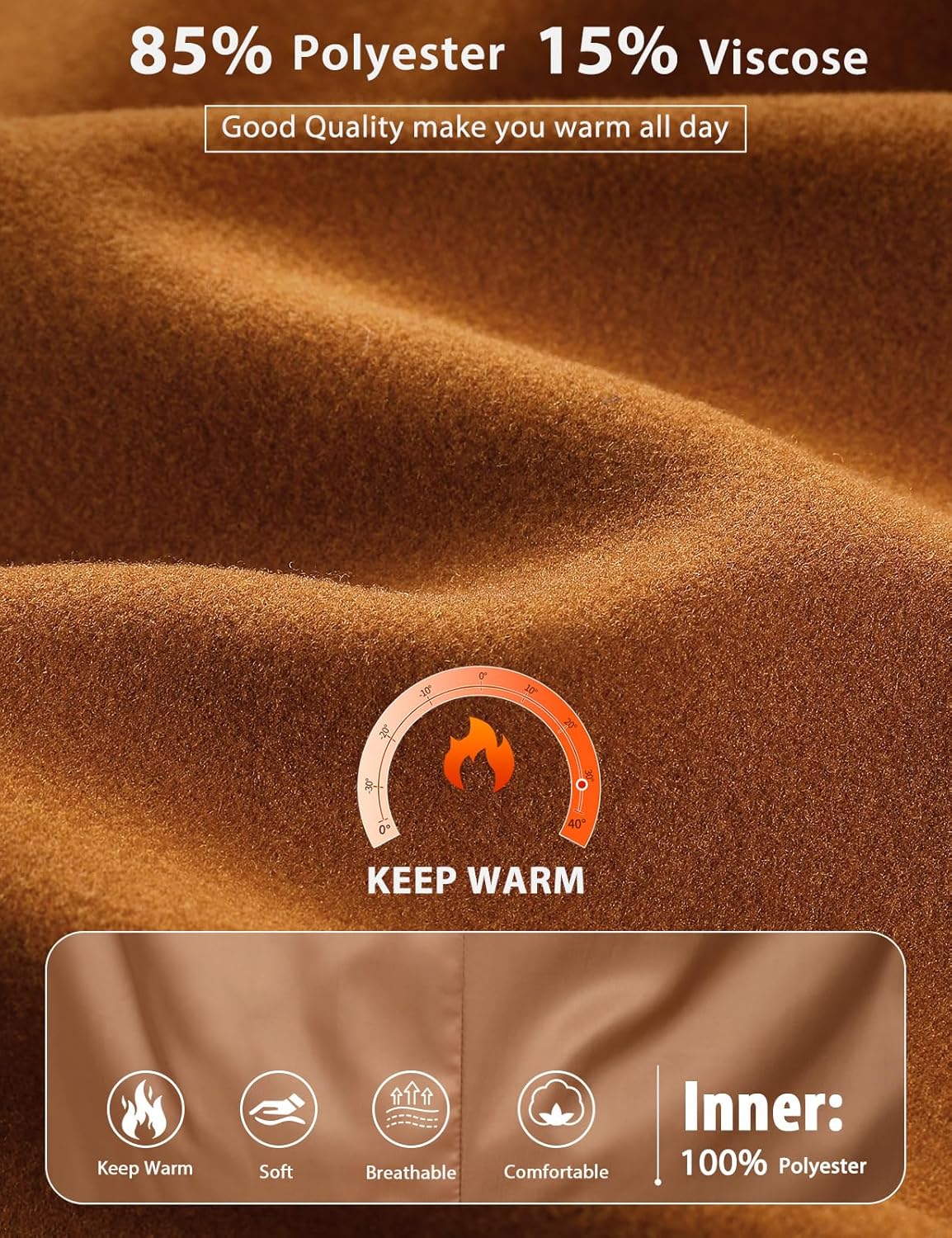 Women's Winter Coats Warm Double Breasted Pea Coat Lapel Collar Trench Coat Long Thick Slim Fit Outwear - Image 3