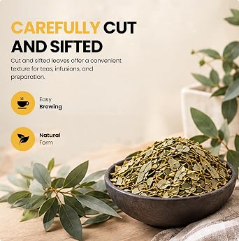 Herb To Body Eucalyptus Leaf C/S - Cut & Sifted Dried Eucalyptus Leaves for Tea, Herbal Tea, Infusions, and Traditional Preparation, Resealable Pouch, 4oz