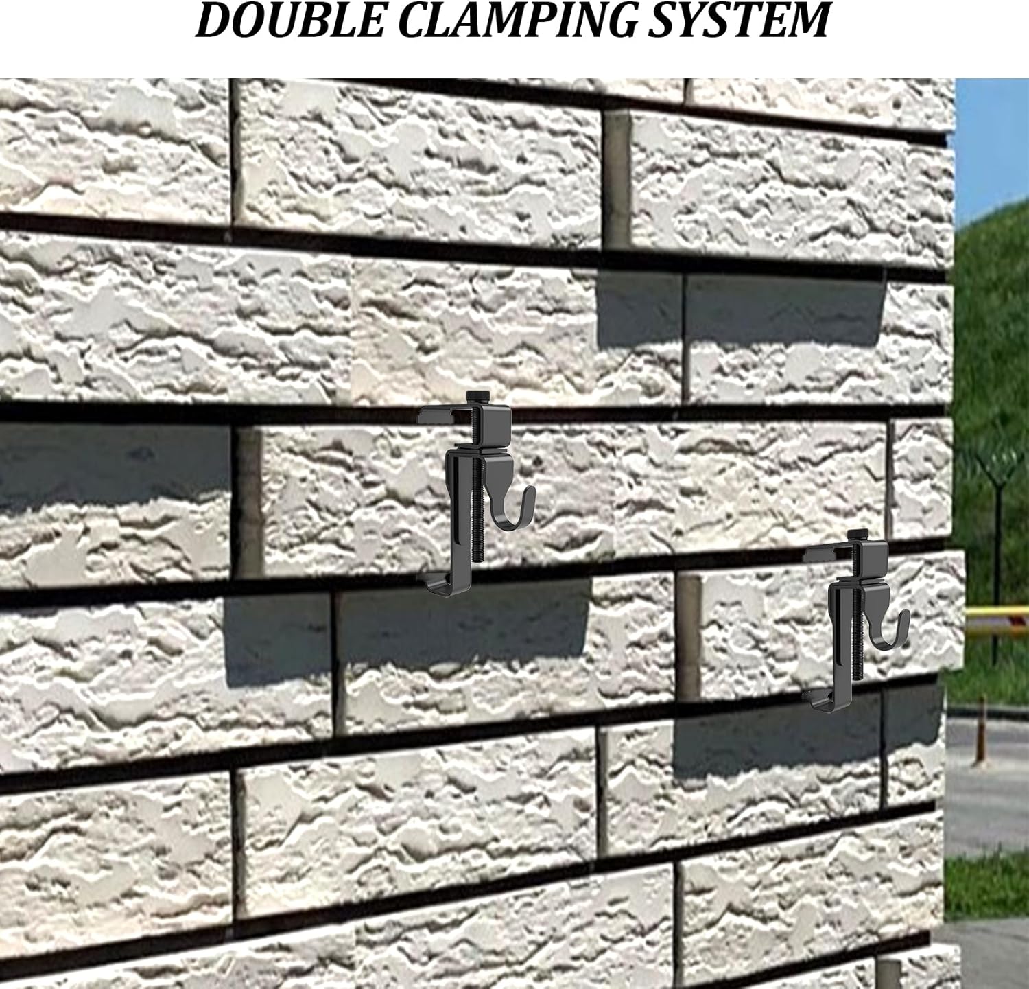 6Pcs Brick Hanger, Metal Brick Hooks Clamp Outdoor Heavy Duty 1-3/4" to 2-3/4" Brick Hook Brick Hangers No Drill, Brick Clips for Hanging Pictures