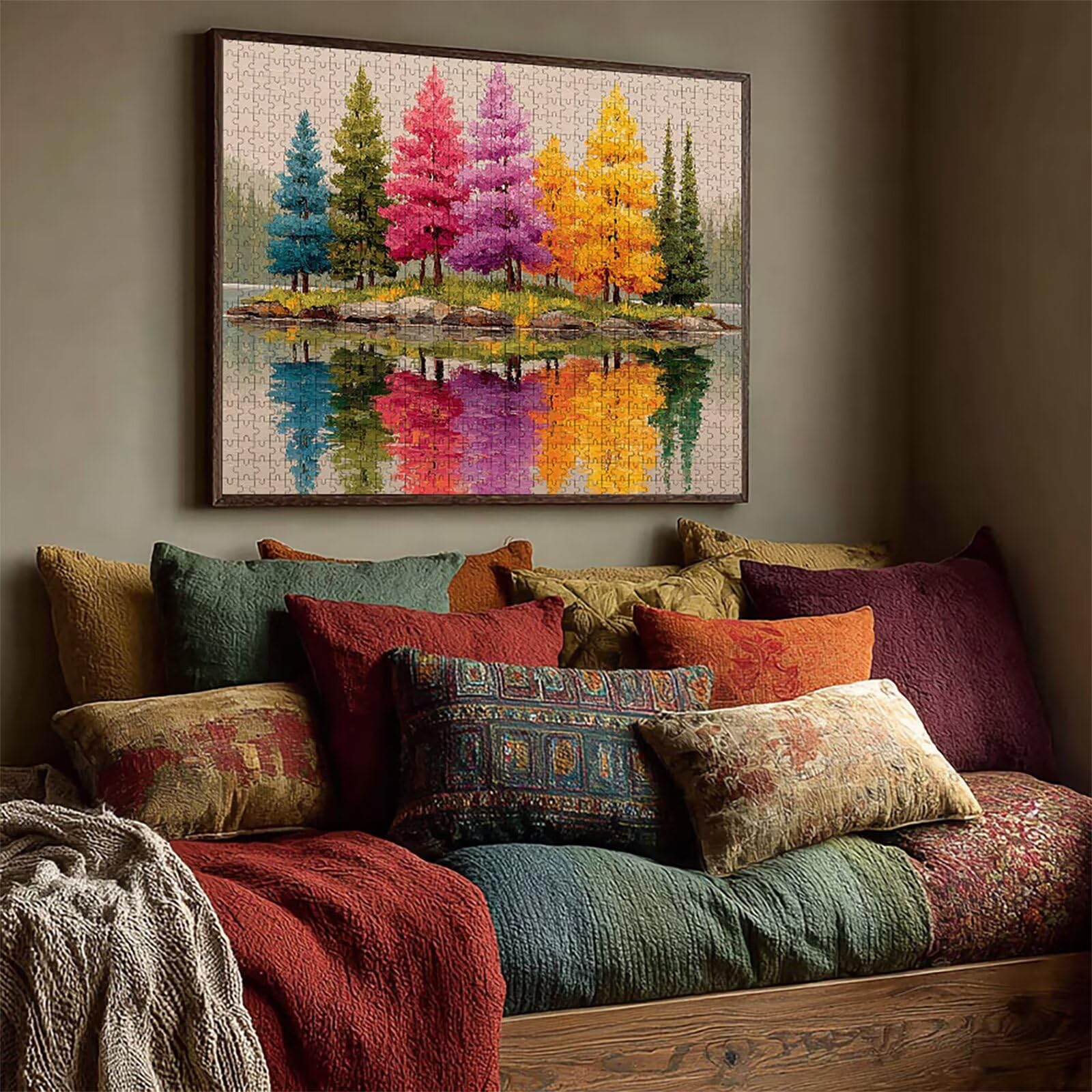 Puzzle Arte con Scatola Albero, Colore Puzzle Legno 5000 Pezzi Adulti 156x105cm, Attività di Intrattenimento ad Alta Difficoltà, DIY Classici Gioco, Jigsaw Per Tutta La Famiglia, Estate Regalo, 6-7520
