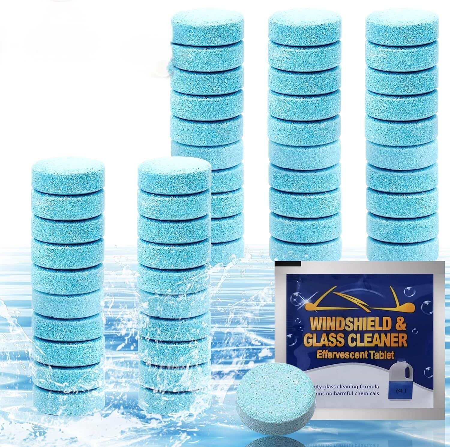 LOOT IN Glass Cleaner for Car | Windshield Glass Cleaner | Car Wiper Detergent Effervescent Tablet (Pack of 20)