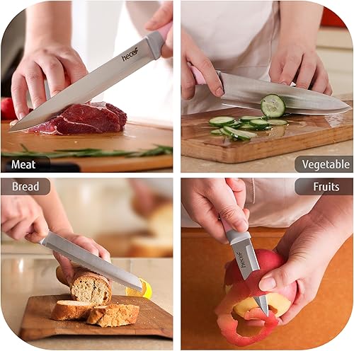 Miniatura 5 de hecef Juego de cuchillos de cocina con tira magnética, juego de 6 cuchillos profesionales para cocina, tira magnética de 13 pulgadas, juego de