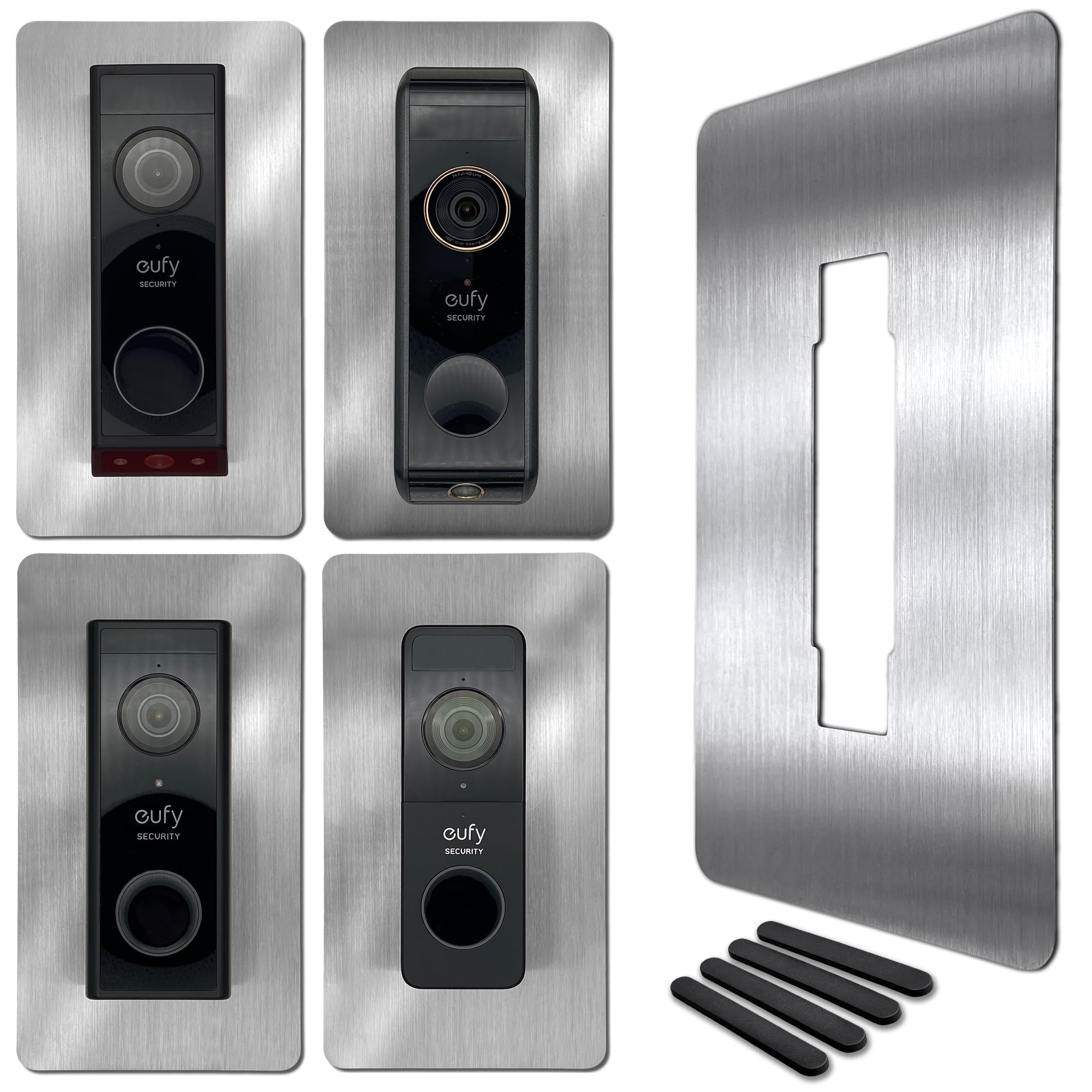 Cubierta de acero inoxidable para timbre Eufy Video E340 S330 S220 | Placa de timbre | Accesorios para soporte Eufy timbre con cámara (también C31 C30 Dual 2K HD FHD) | Pantalla Chime