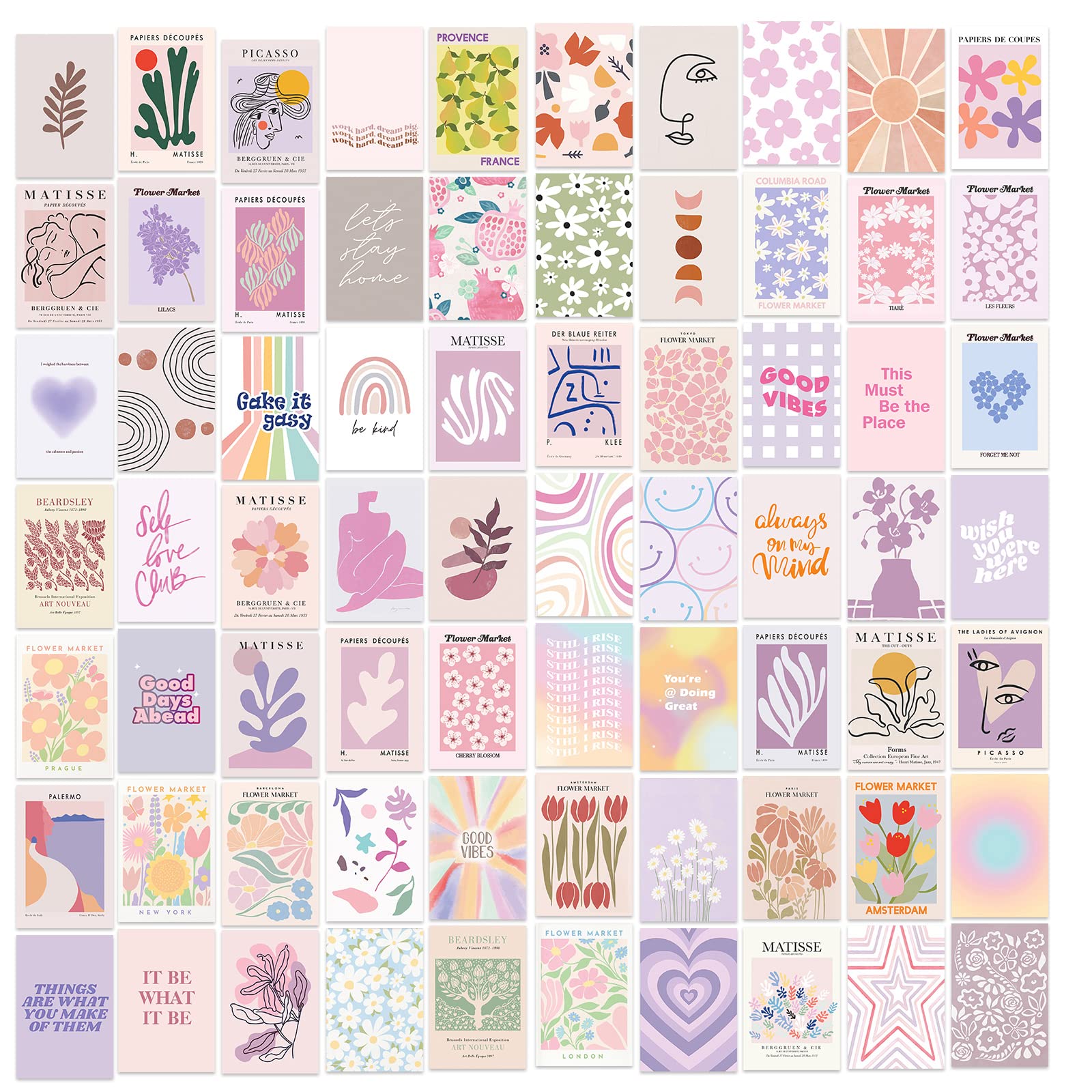 LIIGEMI 70pcs Danish Pastel Wall Collage Kit Aesthetic Pictures?Wall Collage Kit?Aesthetic Room Decor?Photo collage?Bedroom Decor for Teen Girls?Cute Room Decor for Teen Girl (70 PCS, 4x6 inch) …
