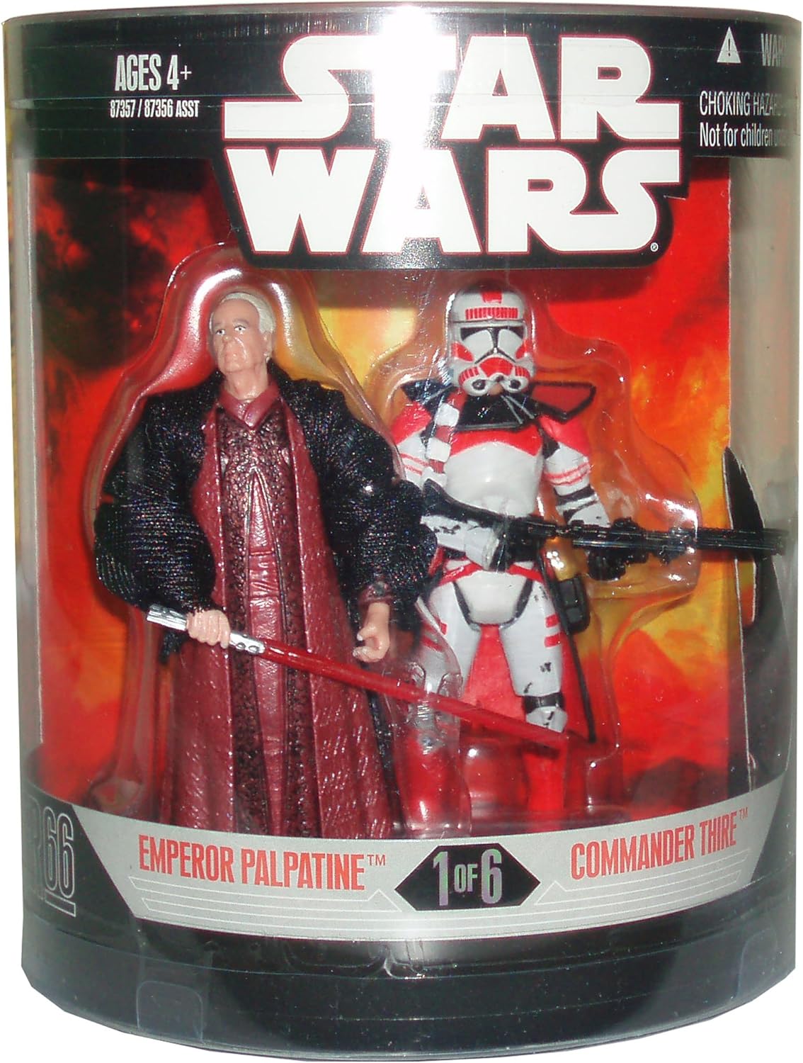 Star Wars Year 2006 Exclusive Order 66 Canister Series 1 (#1 of 6) 2 Pack 4 Inch Tall Action Figure - EMPEROR PALPATINE with Red Lightsaber and COMMANDER THIRE with Blaster Rifle