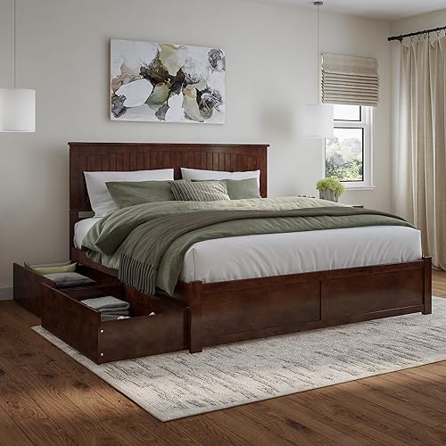 AFI Nantucket King Solid Wood Platform Bed with Footboard &