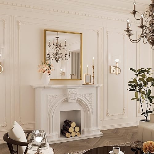 Miniatura 7 de Espejo de baño dorado, espejo de baño dorado cepillado de 30 x 36 pulgadas, borde biselado, espejo rectangular de tocador de baño con marco de metal