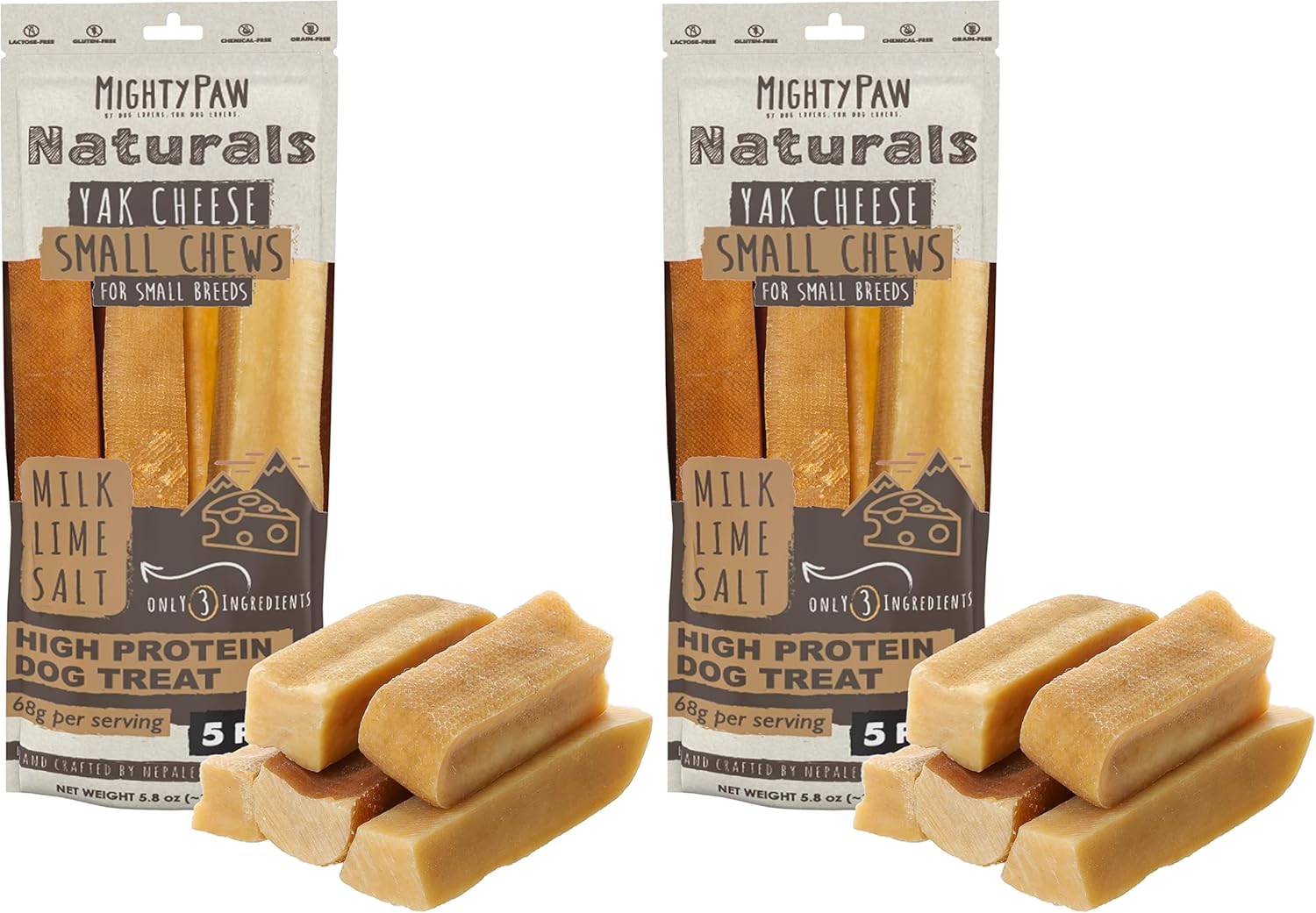 Mighty Paw Yak Cheese Chews for Dogs | All-Natural Long Lasting Pet Treats. Odorless and Great for Oral Health. Limited-Ingredient Chews for Puppies & Power-Chewers (Small, 10 Pack)