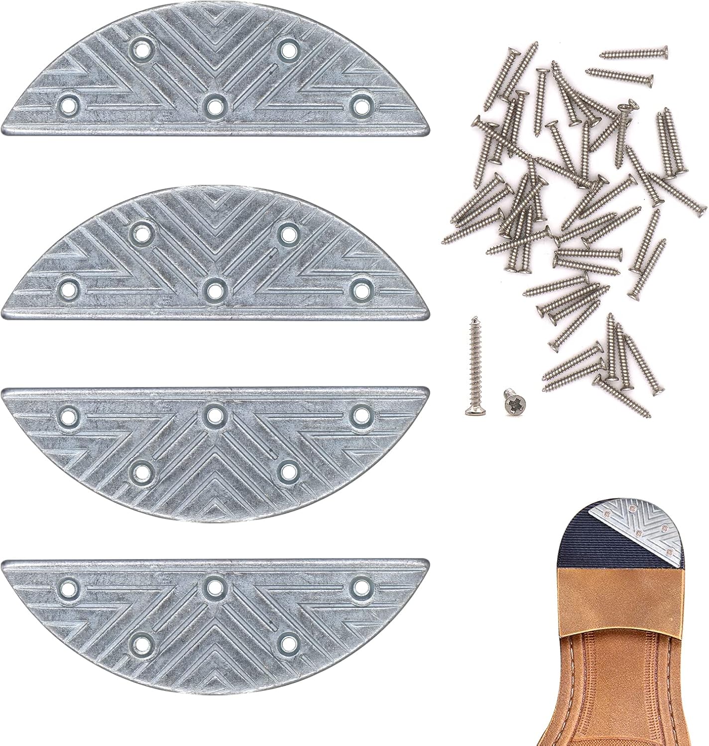 Metal Shoes Heel Plates Heel Sole 2 Pairs Guard Repair Pads with Screw
