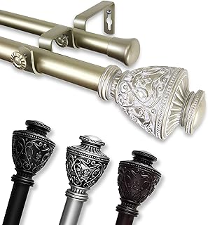 A&F Rod DÃ©cor - Cambria Double Curtain Rod 1 inch Diameter, 66-120 inch - Mahogany