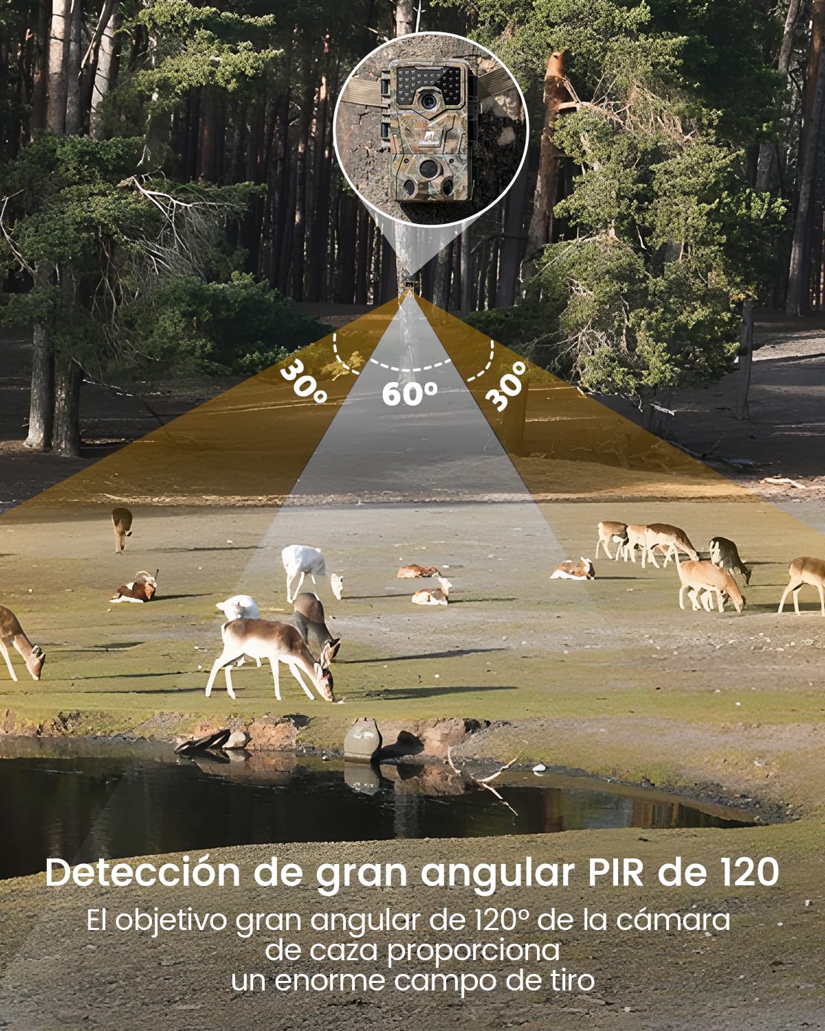 usogood - Cámara de Caza Nocturna 4K 48MP, Cámara Fototrampeo con Visión Nocturna Infrarroja, Trampa Fotográfica con 8 Pilas y Tarjeta de Memoria 32GB, Cámara de Fototrampeo Impermeable para Exterior