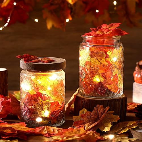 Miniatura 6 de Zeyune 1100 piezas de hojas de arce artificiales de Acción de Gracias, hojas de otoño de Acción de Gracias, a granel, imitación de otoño, mezcla de