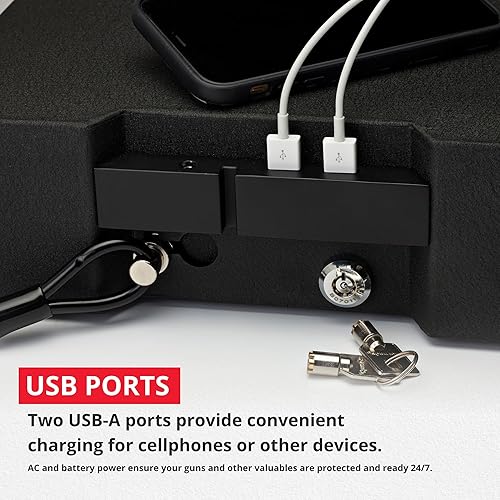 Miniatura 6 de Hornady Protector de noche rápido – Caja fuerte para pistola de noche con lector RFID, reloj, puertos USB – Seguro RFID para entrada rápida y