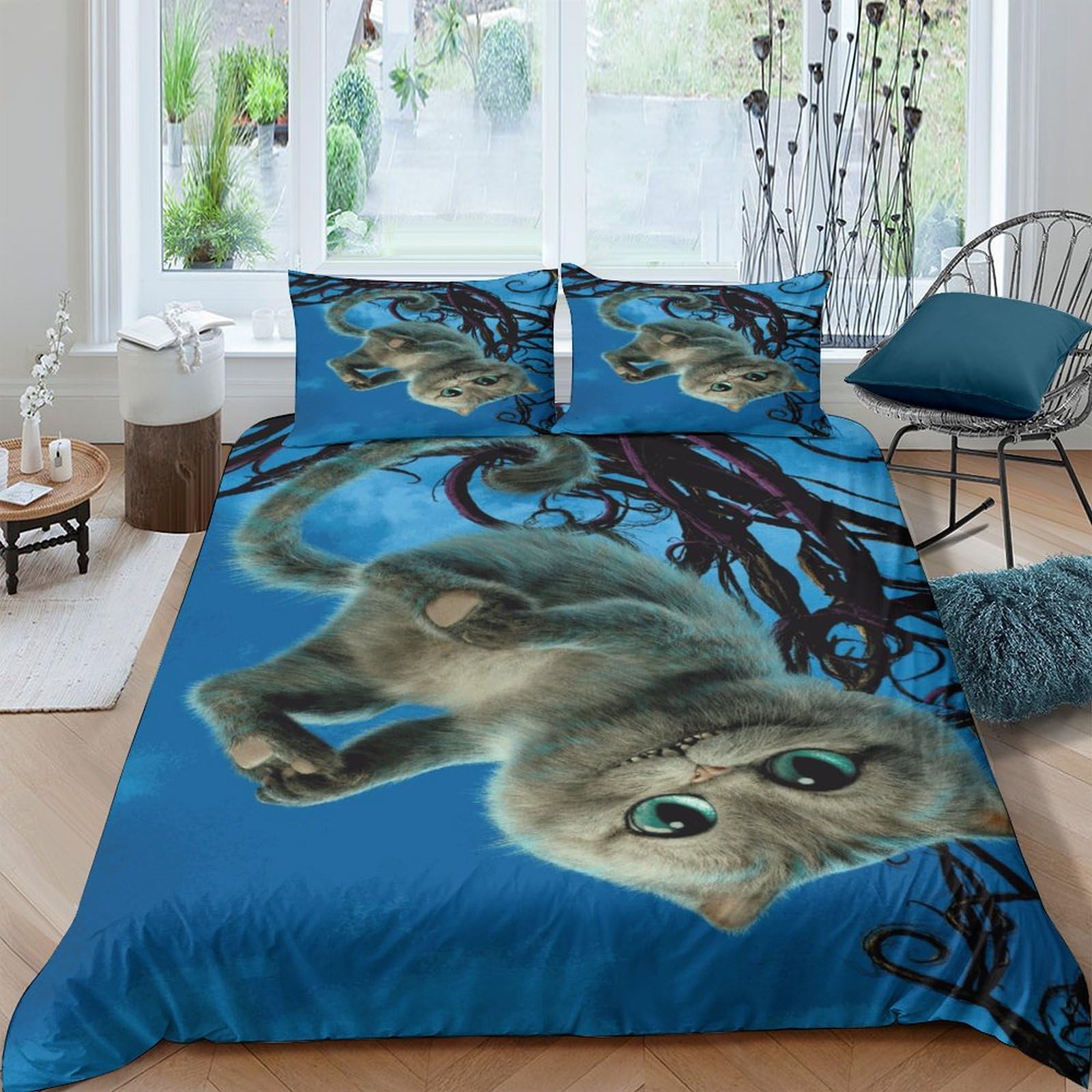 MXRMXR Cat Bedding Set for Kids Adult Teens, 3D Duvet Cover with Pillowcases, Soft Microfiber Quilt Cover with Zipper Closure 3 Piece Set King（220x240cm）