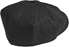 Peaky Blinders 8 Piece 'Newsboy' Style Flat Cap -Melton Wool Fabric , Black Herringbone, Large (59cm)