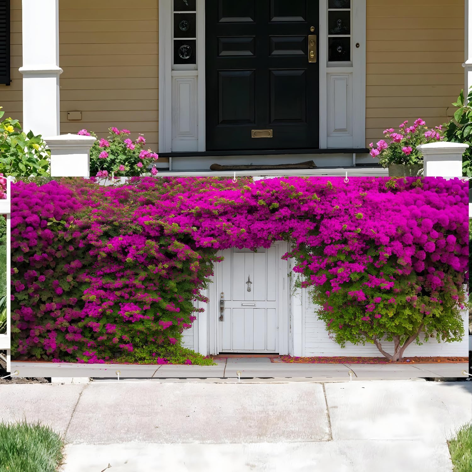 7×16 ft Garage Door Banner – Beautiful Bougainvillea Flower Wall with Vibrant Purple Blossoms, Outdoor Garage Door Cover, Front House & Yard Décor for Spring & Summer Seasonal Decorations
