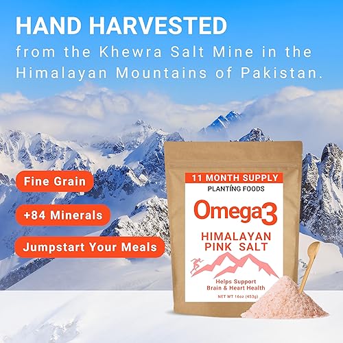 Miniatura 6 de Sal rosa del Himalaya + Omega 3  Grano fino 1 libra  Orgánica de primera calidad pura y sin refinar  Nutrientes saludables y densos minerales