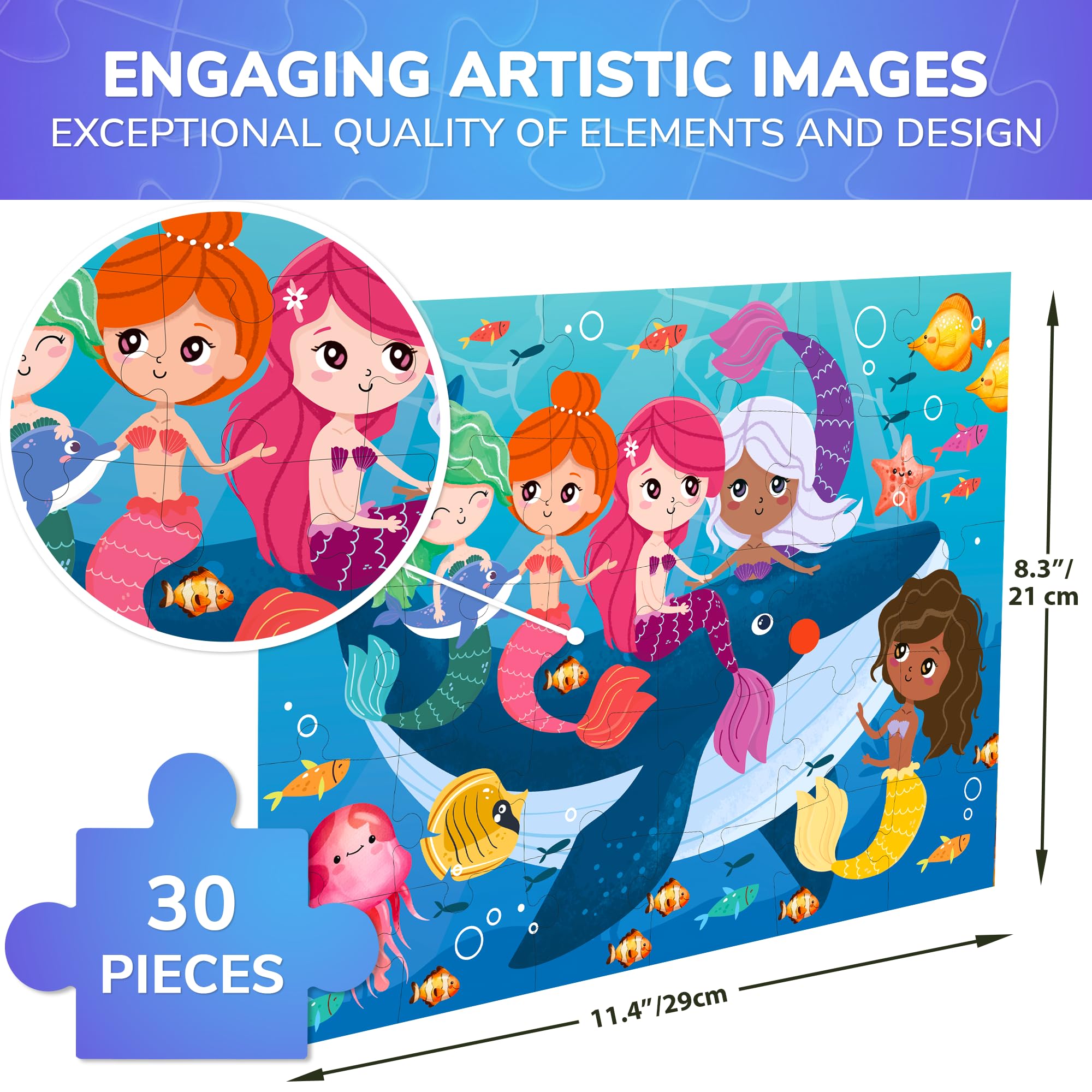 QUOKKA Jigsaw Puzzles For 3 4 Year Olds, Educational Toys Learning Mermaid For 4 5 Year Olds - Image 3