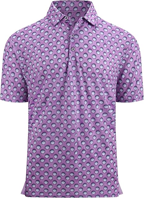 Alex Vando Mens Golf Shirt Moisture Wicking Quick-Dry Print Performance Polo Shirts for Men