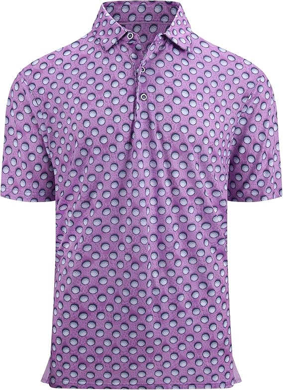 Alex Vando Mens Golf Shirt Moisture Wicking Quick-Dry Print Performance Polo Shirts for Men