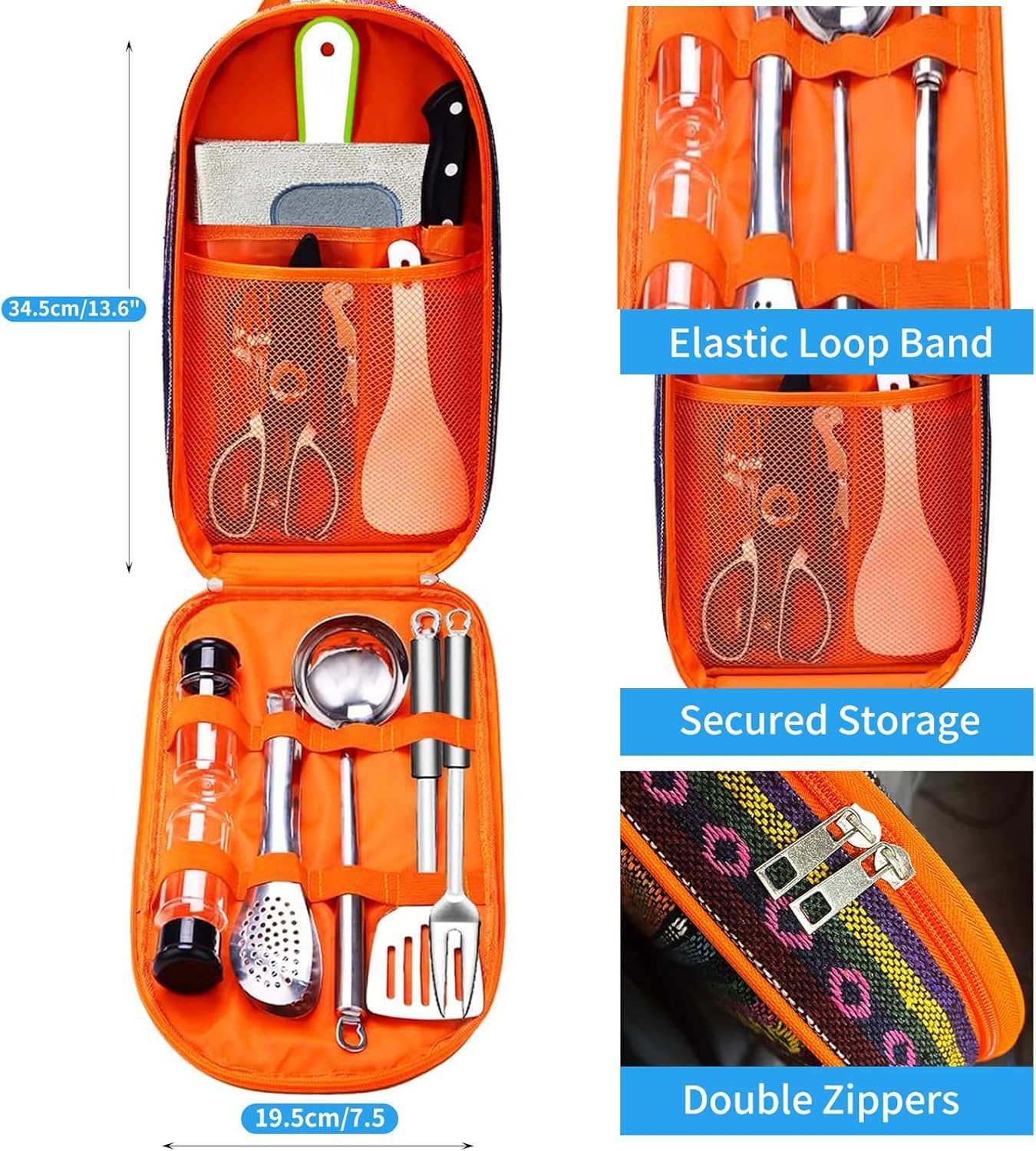 17PCS Portable Camping Kochgeräte Set - Camping Essentials mit Edelstahl, Mischfarben, 17PCS Größe - Mess Kit für Reisen, Picknicks, Wohnwagen, Grills, Wandern