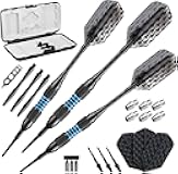 Viper by GLD Products Bobcat Adjustable Weight Soft Tip Dart Set with Case, Black Coated Brass, Blue Rings, 16-18 Grams (20-0916-16)