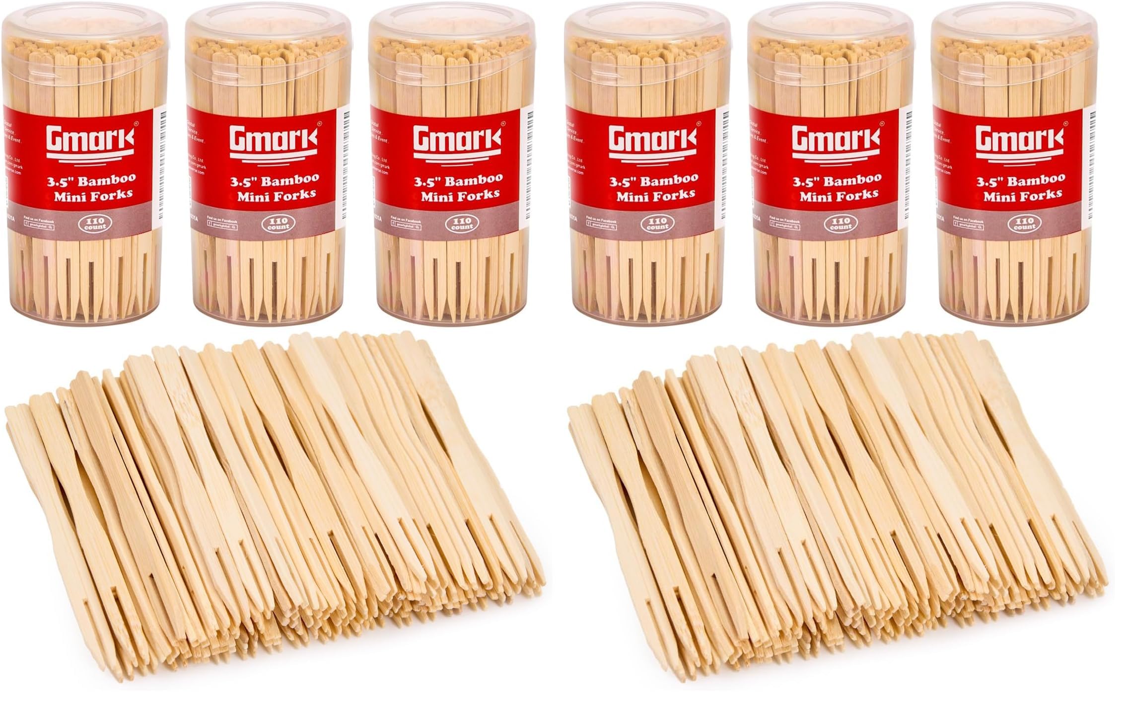 Gmark Premium Thick & Sturdy Natural Bamboo Double Prongs Mini Forks 3.5 Inch 110pc, Fruit Picks/Cocktail Forks/Party Forks/Buffet Forks/Cocktail Picks for Appetizer, Cocktail, Pastry GM1031A — Amazon image 9