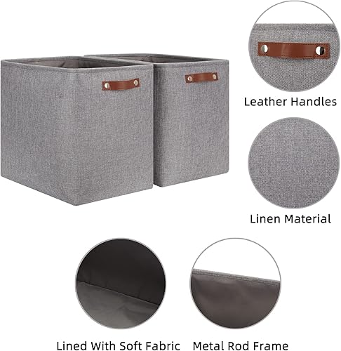 Vista 119 de HNZIGE - Canastas pequeñas de tela para organización (paquete de 6) canastas plegables de almacenamiento para estantes, armarios, lavandería, Asas