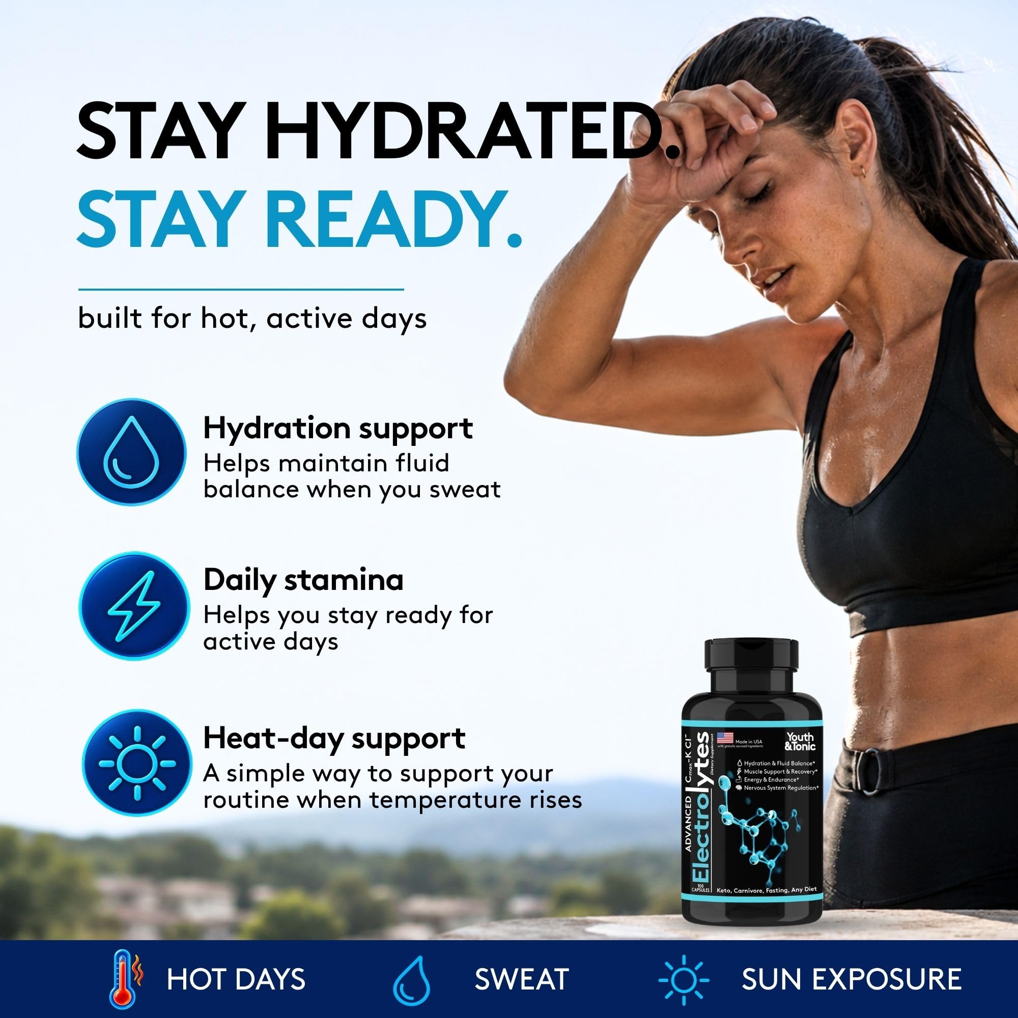 Youth & Tonic Advanced Electrolyte Pills 100 Caps, Hydration, Sweat, Sport — Amazon image 3
