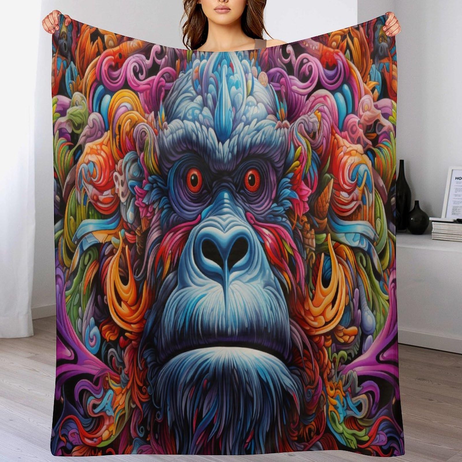 Couverture en flanelle de qualité supérieure Gorille Polaire 180×200cm pour lit