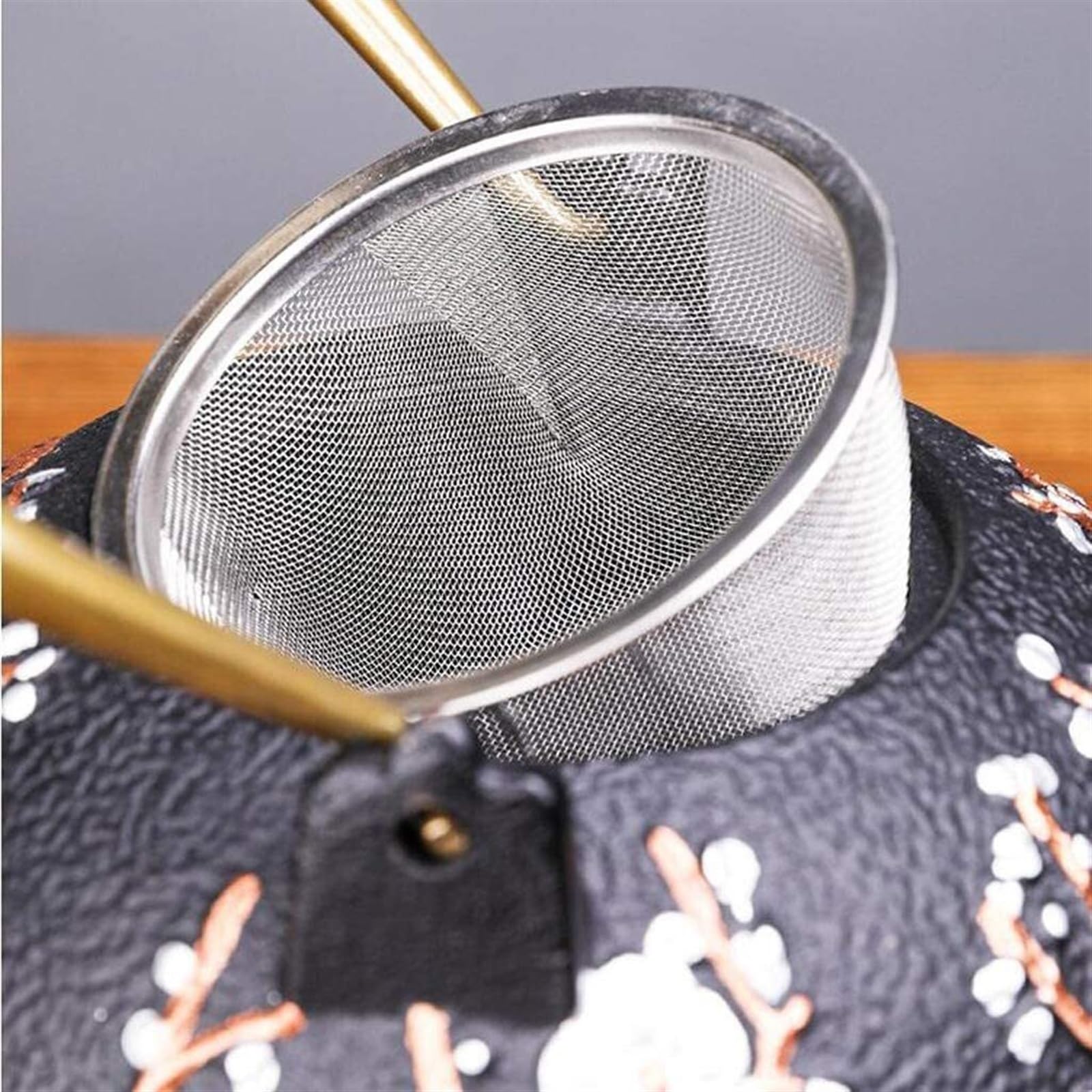 Tetera Tetera Delicada De Hierro Fundido Metal Premium con Filtro Acero Inoxidable Hervidor
