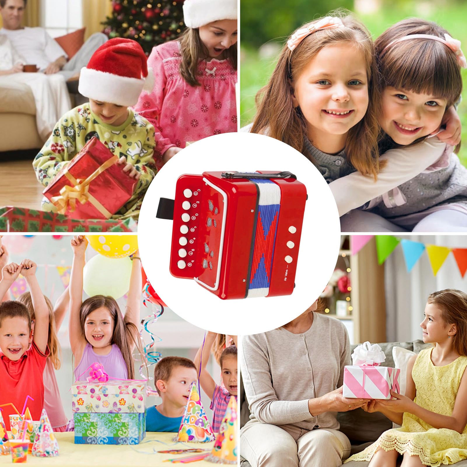 Bambini per la fisarmonica - fisarmonica con 7 chiavi, strumento musicale per principianti | La fisarmonica portatile portatile per bambini di età di 3+, giocattolo musicale per bambini, regalo per ra