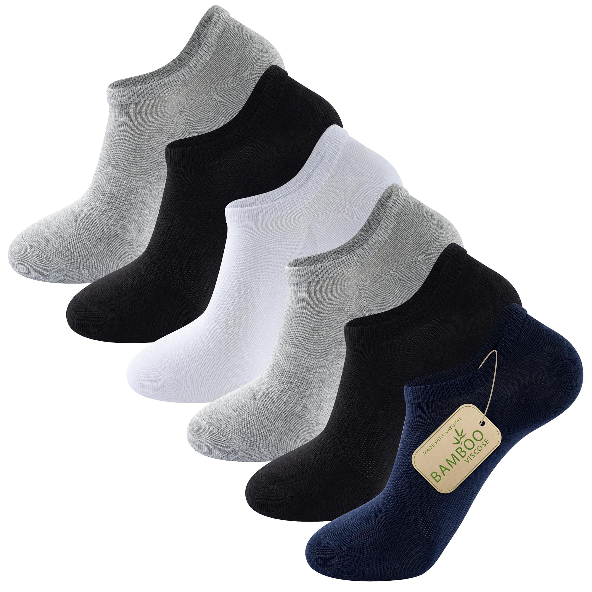 The Essentials Wardrobe Men's 6 Pairs Unisex Assorted 6Pk Bamboo Trainer Socks - Uk 9-11/Eu 43-45 - Assorted